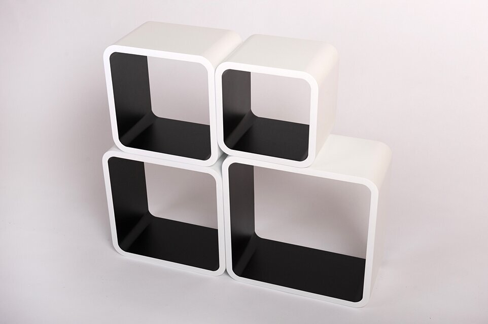 Riiulite komplekt CUBE LO02, valge/must hind ja info | Riiulid | kaup24.ee