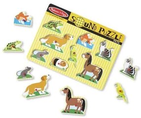 Деревянная головоломка со звуками Melissa & Doug, Домашние питомцы цена и информация | Drewniana Wieża Piramida Kura Nakładanie Kolorowych Kwadratów LD-15 15276 | kaup24.ee