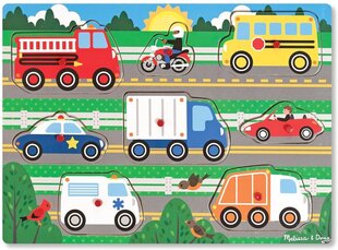 Melissa&amp;Doug Puzzles Vehicles Art.19051   Деревянный развивающий пазл для малышей Машинки цена и информация | Развивающие игрушки | kaup24.ee