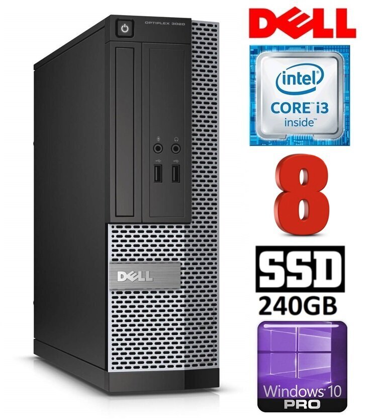 DELL 3020 SFF i3-4150 8GB 240SSD DVDRW WIN10Pro hind ja info | Lauaarvutid | kaup24.ee