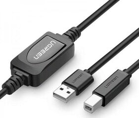 Aktiivne printerikaabel USB 2.0 A-B UGREEN US122, 10 m, must hind ja info | Mobiiltelefonide kaablid | kaup24.ee