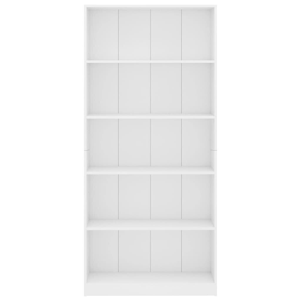 vidaXL 5-korruseline raamaturiiul valge 80x24x175 cm, puitlaastplaat hind ja info | Riiulid | kaup24.ee