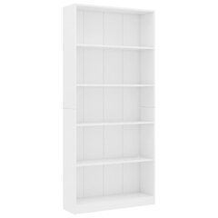 vidaXL 5-korruseline raamaturiiul valge 80x24x175 cm, puitlaastplaat цена и информация | Полки | kaup24.ee