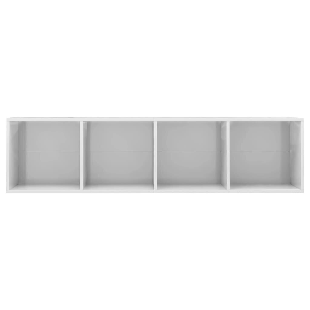 vidaXL raamaturiiul/telerialus, kõrgläikega, valge 143 x 30 x 36 cm hind ja info | TV alused | kaup24.ee