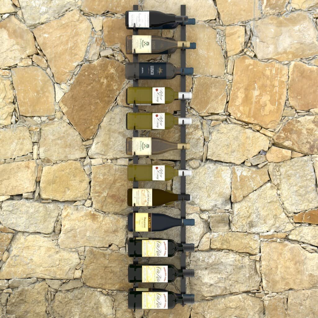 vidaXL seinale kinnitatav veiniriiul 24 pudelile, must raud hind ja info | Köögitarbed | kaup24.ee