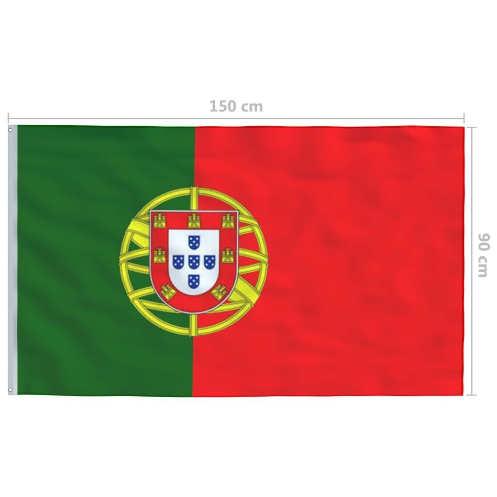 vidaXL Portugali lipp 90 x 150 cm hind ja info | Lipud ja tarvikud | kaup24.ee