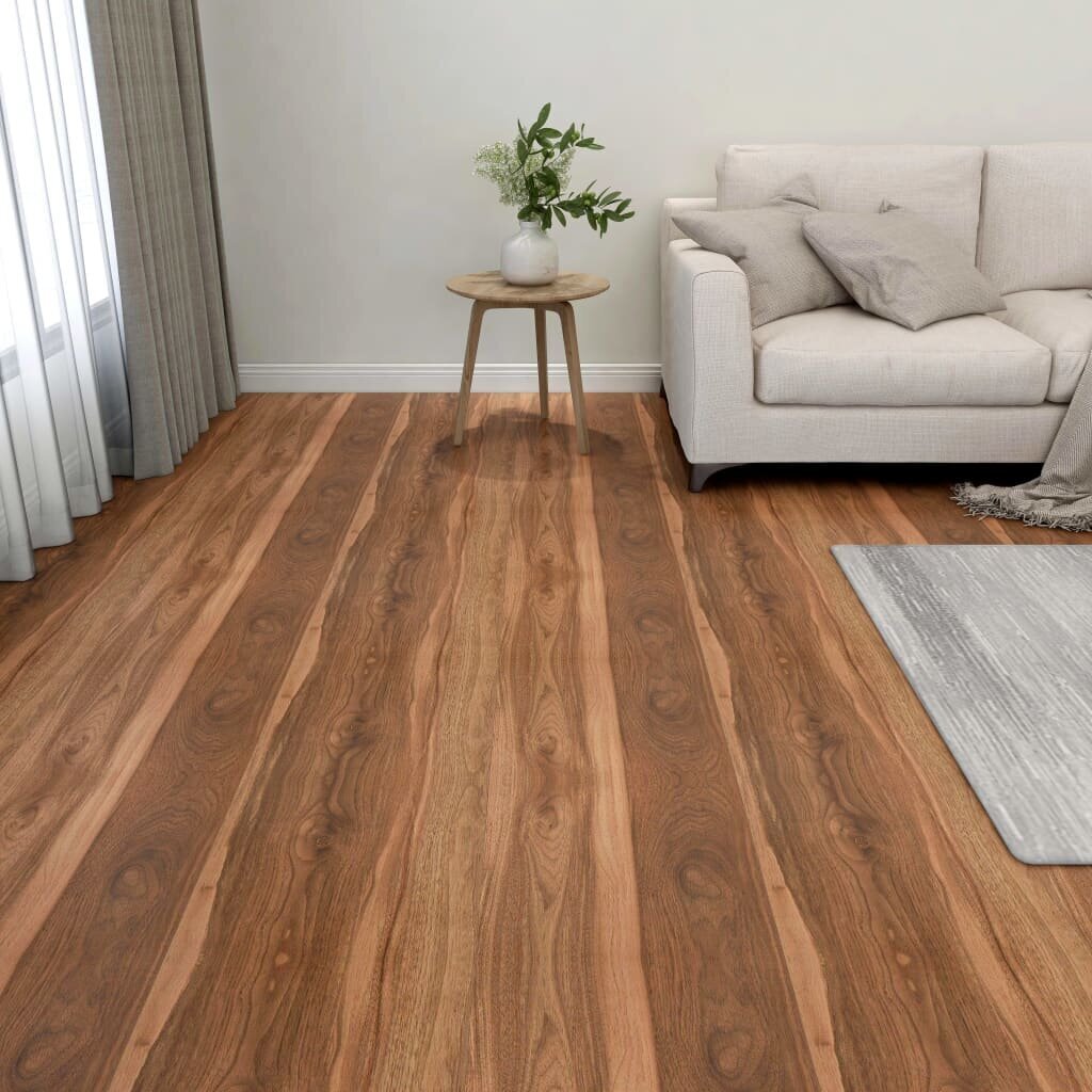 vidaXL iseliimuvad põrandaplaadid 55 tk, PVC, 5,11 m², pruun цена и информация | Laminaatparkett | kaup24.ee