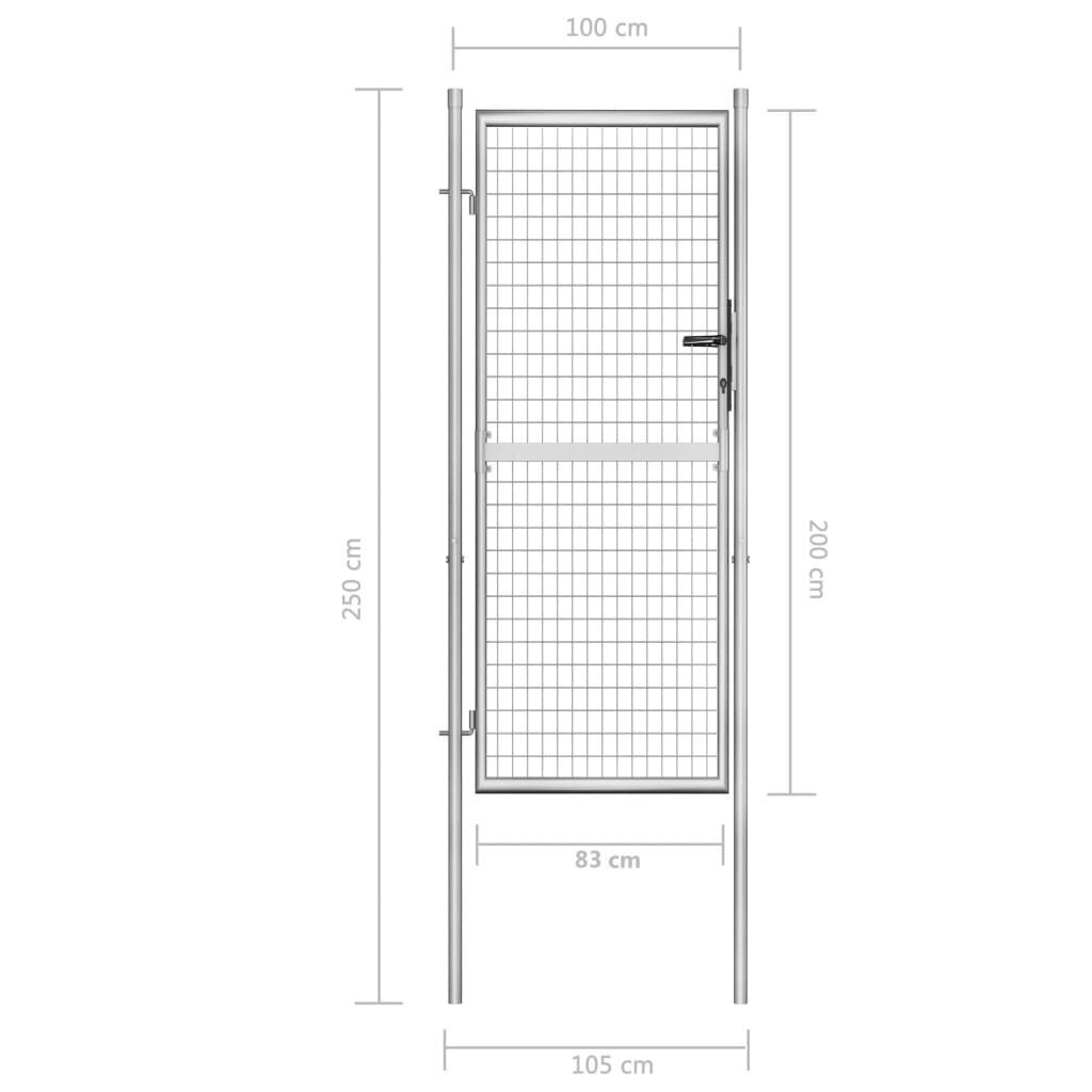 vidaXL aiavärav, tsingitud teras, 105 x 250 cm, hõbedane hind ja info | Aiad ja tarvikud | kaup24.ee