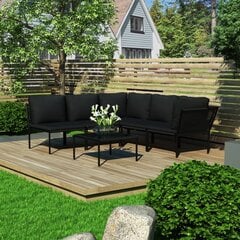 vidaXL 6-osaline aiamööblikomplekt patjadega, must, PVC hind ja info | Aiamööbli komplektid | kaup24.ee