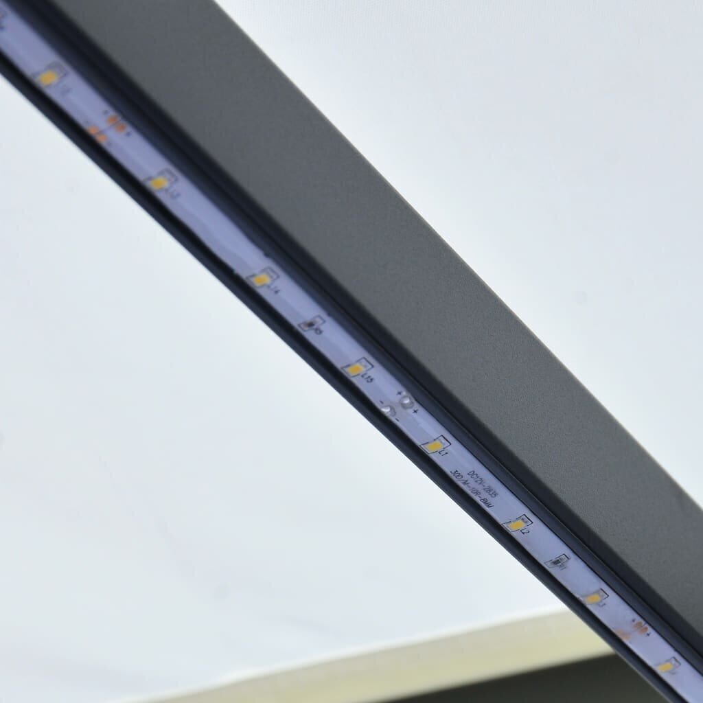 vidaXL käsitsi sissetõmmatav varikatus LEDiga 300 x 250 cm kreemjas hind ja info | Päikesevarjud, markiisid ja alused | kaup24.ee