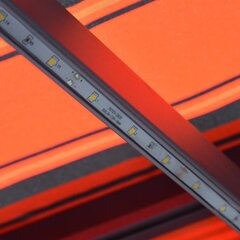 vidaXL käsitsi sissetõmmatav varikatus LED 300 x 250 cm oranž ja pruun цена и информация | Зонты, маркизы, стойки | kaup24.ee