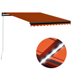 vidaXL käsitsi sissetõmmatav varikatus LED 300 x 250 cm oranž ja pruun hind ja info | Päikesevarjud, markiisid ja alused | kaup24.ee