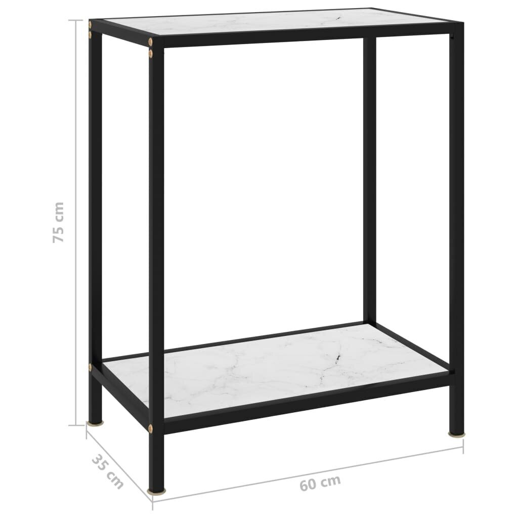 vidaXL konsoollaud, valge, 60 x 35 x 75 cm, karastatud klaas цена и информация | Konsoollauad | kaup24.ee