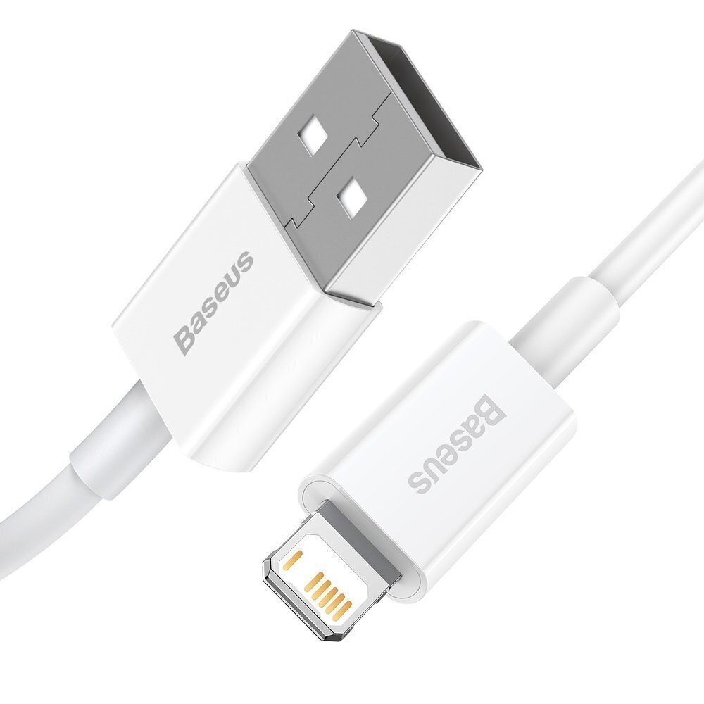 Baseus Superior kaabel USB kaabel - Lightning 2.4A 0.25 m, valge (CALYS-02) hind ja info | Mobiiltelefonide kaablid | kaup24.ee