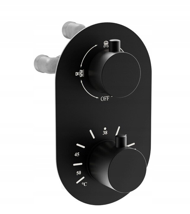Varjatud duši- ja vannikomplekt termostaadiga Mexen Kai 7in1, 25 cm, Black hind ja info | Komplektid ja dušipaneelid | kaup24.ee