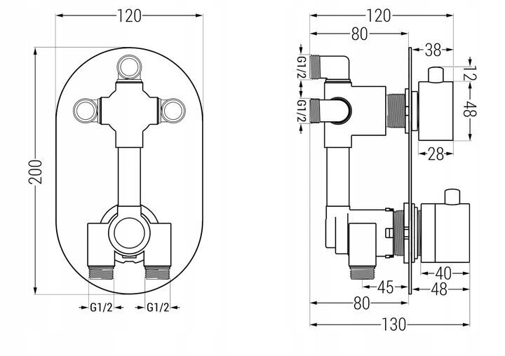 Varjatud duši- ja vannikomplekt termostaadiga Mexen Kai 7in1, 25 cm, Black hind ja info | Komplektid ja dušipaneelid | kaup24.ee