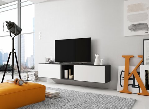 ТВ столик Cama Meble Roco 10, черный/белый цена и информация | Тумбы под телевизор | kaup24.ee