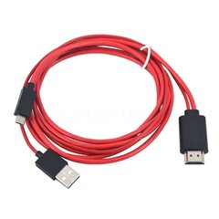 RoGer 4K 30Hz Ultra HD microUSB to HDMI 2m Cable Red цена и информация | Кабели и провода | kaup24.ee