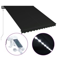 vidaXL sissetõmmatav varikatus tuuleandur ja LED 350x250 cm antratsiit цена и информация | Зонты, маркизы, стойки | kaup24.ee