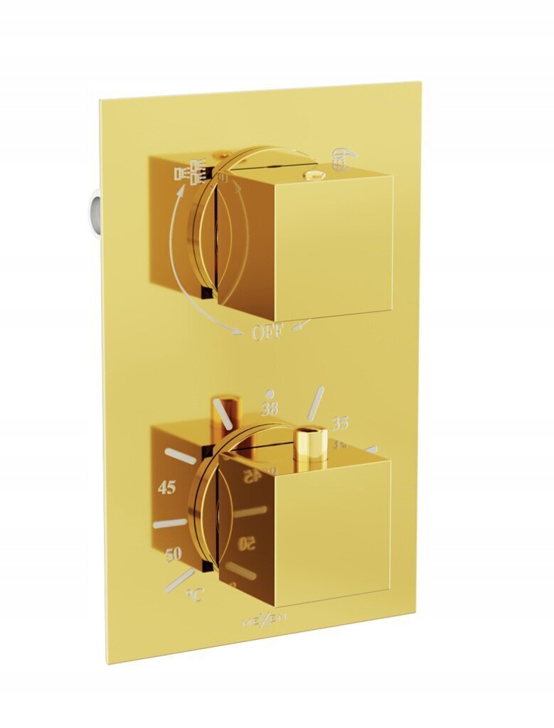 Varjatud dušikomplekt termostaadiga Mexen Cube 6in1, 30x30 cm, Gold цена и информация | Komplektid ja dušipaneelid | kaup24.ee