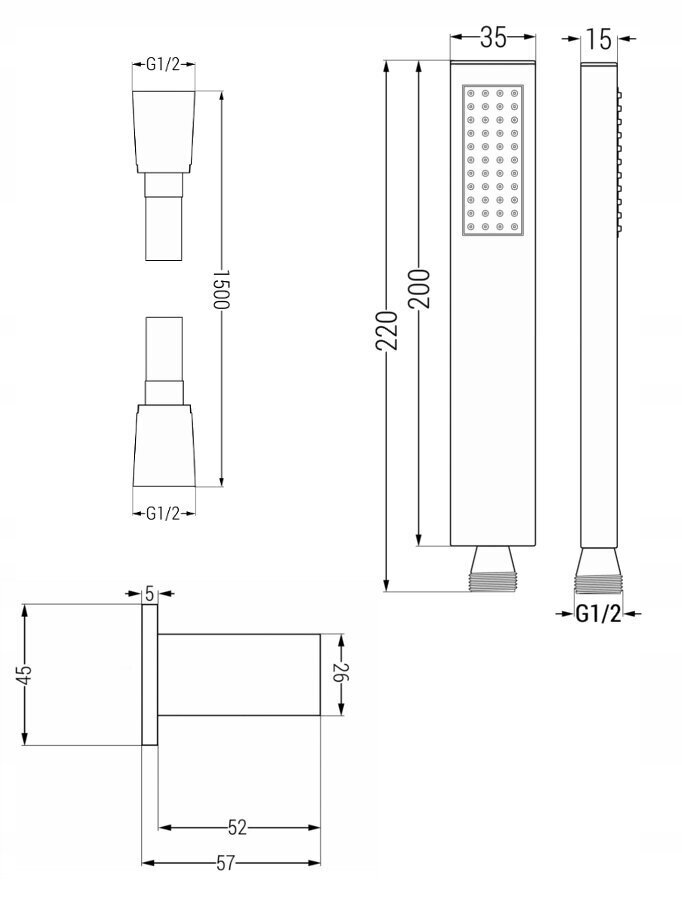 Varjatud dušikomplekt termostaadiga Mexen Cube 6in1, 30x30 cm, Graphite hind ja info | Komplektid ja dušipaneelid | kaup24.ee