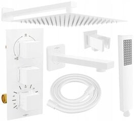 Varjatud duši- ja vannikomplekt termostaadiga Mexen Cube 7in1, 30x30 cm, White цена и информация | Душевые комплекты и панели | kaup24.ee