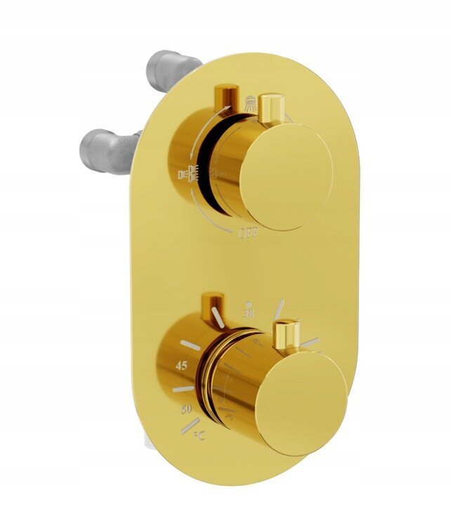 Varjatud duši- ja vannikomplekt termostaadiga Mexen Kai 7in1, 30 cm, Gold цена и информация | Komplektid ja dušipaneelid | kaup24.ee