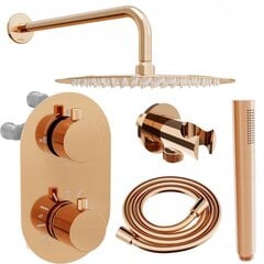 Varjatud dušikomplekt termostaadiga Mexen Kai 6in1, 30 cm, Rose Gold цена и информация | Душевые комплекты и панели | kaup24.ee