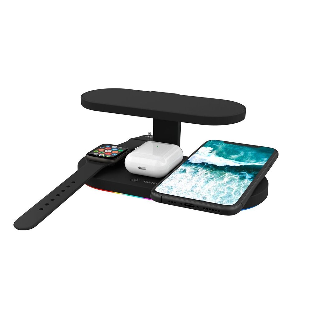 CANYON WS-501 5in1 Wireless charger, with UV sterilizer, with touch button for Running water light, Type c to USB-A cable length 1.2m,black цена и информация | Mobiiltelefonide laadijad | kaup24.ee