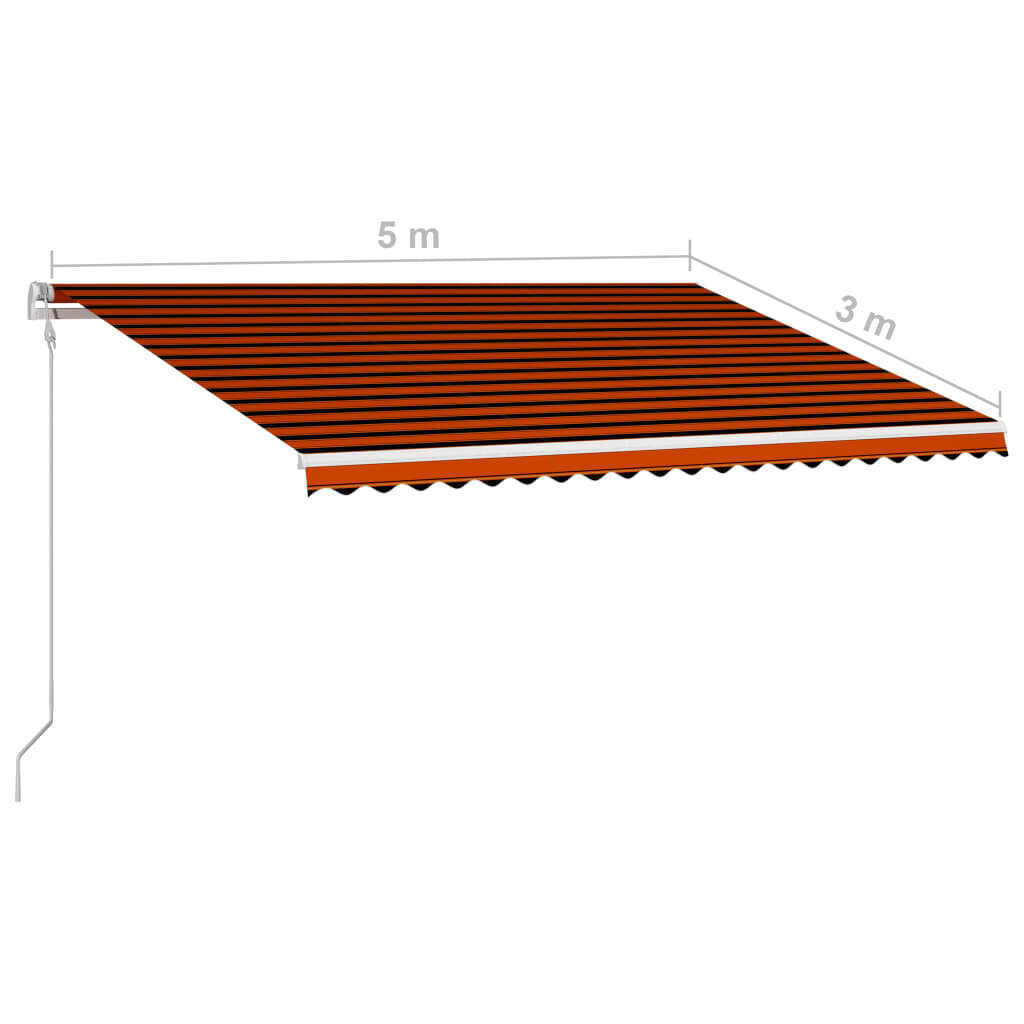 vidaXL automaatne sissetõmmatav varikatus, 500 x 300 cm oranž ja pruun hind ja info | Päikesevarjud, markiisid ja alused | kaup24.ee
