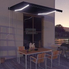 vidaXL käsitsitõmmatav varikatus LEDiga, 400 x 300 cm, antratsiithall hind ja info | Päikesevarjud, markiisid ja alused | kaup24.ee