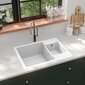 vidaXL köögivalamu ülevooluavaga, kaks kraanikaussi, valge, graniit цена и информация | Köögivalamud | kaup24.ee