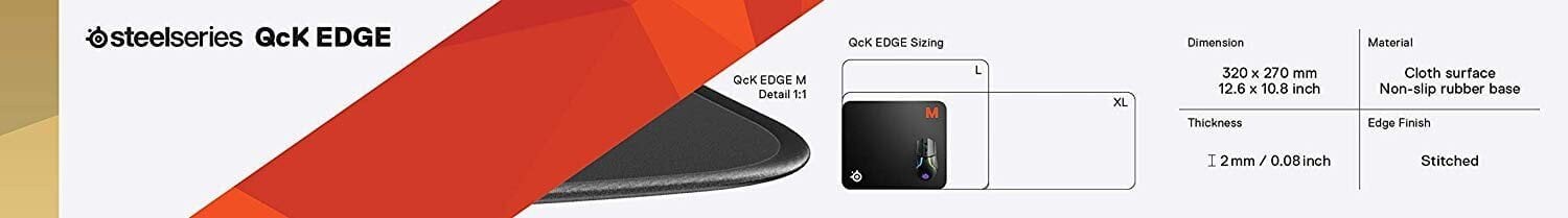 SteelSeries QcK Edge, must цена и информация | Hiired | kaup24.ee