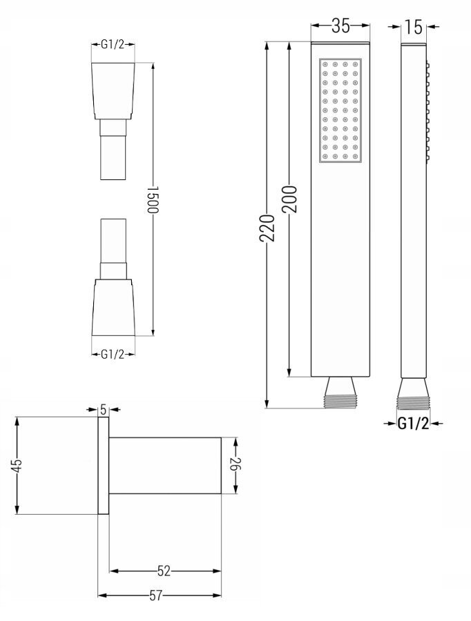 Varjatud duši- ja vannikomplekt termostaadiga Mexen Cube 7in1, 30x30 cm, Graphite hind ja info | Komplektid ja dušipaneelid | kaup24.ee