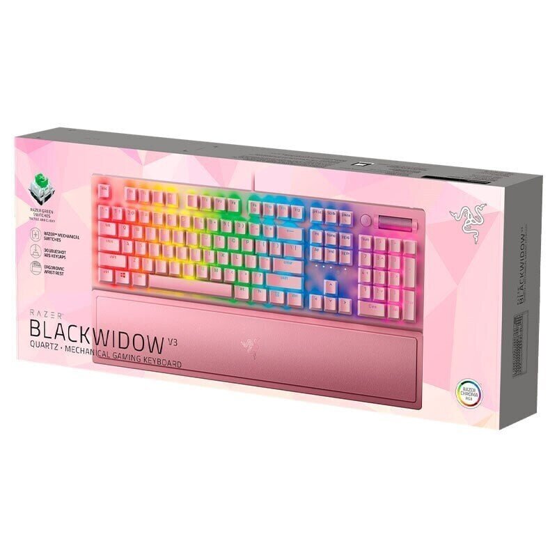 Klaviatuur Razer BlackWidow V3 Quartz, roheline lüliti, US цена и информация | Klaviatuurid | kaup24.ee