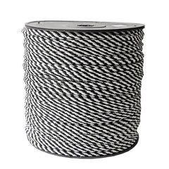 Веревка для вязания 5.5 мм. цвет черный/белый плетеная(Нр. 89) 200 м. цена и информация | Принадлежности для вязания крючком | kaup24.ee
