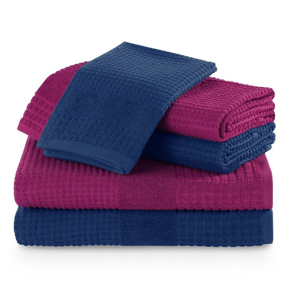 AmeliaHome rätikute komplekt, 6 tk, roosa/sinine hind ja info | Rätikud, saunalinad | kaup24.ee