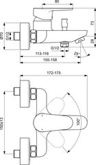 Смеситель для ванны и душа Ideal Standard CERAFINE O, хромированный BC500AA цена и информация | Смесители | kaup24.ee