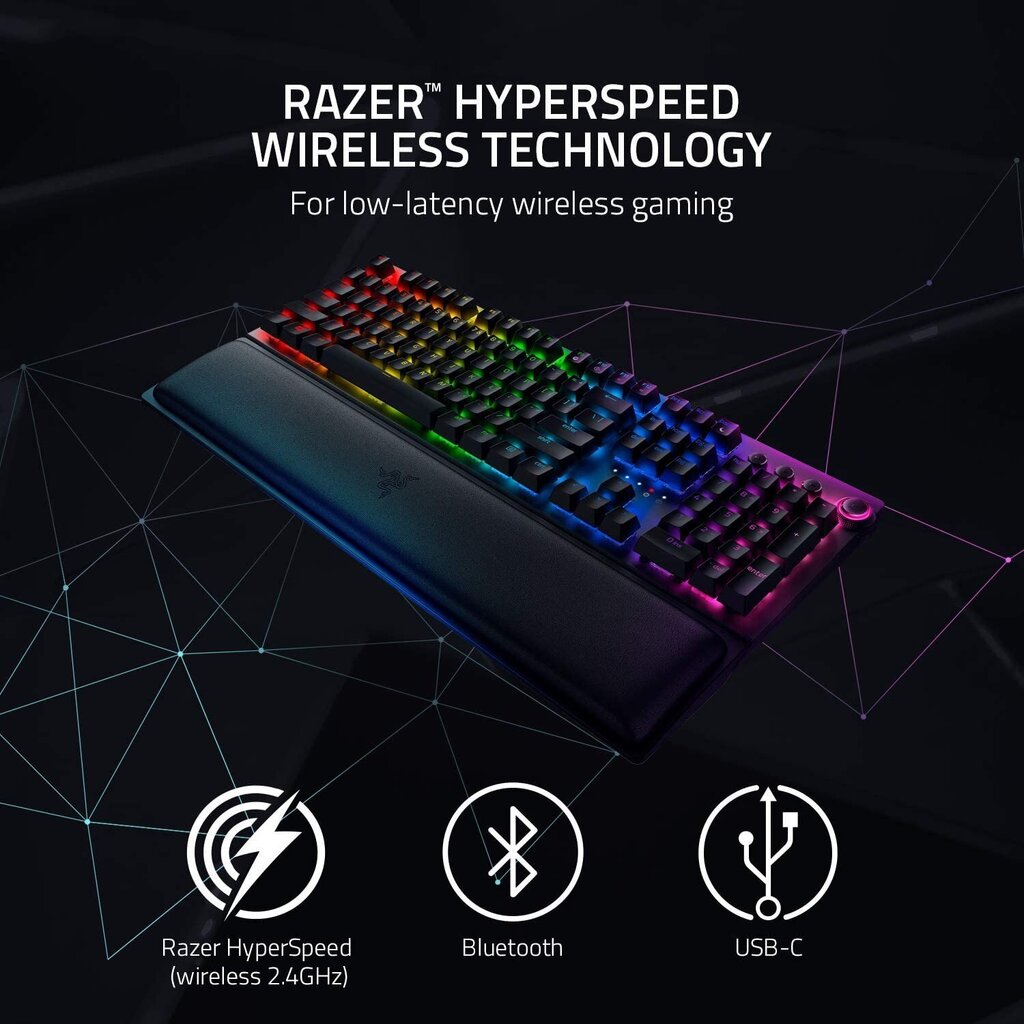 Mehaaniline klaviatuur Razer BlackWidow V3 Pro, Green Switch, US, must цена и информация | Klaviatuurid | kaup24.ee