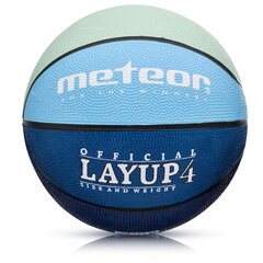 Баскетбольный мяч Meteor LAYUP #4 , Серый/Синий цена и информация | Баскетбольные мячи | kaup24.ee