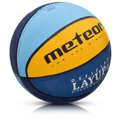 Баскетбольный мяч Meteor LAYUP # 4 Синий / Желтый / Зеленый цена и информация | Баскетбольные мячи | kaup24.ee