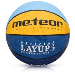 Баскетбольный мяч Meteor LAYUP # 3 Синий / Желтый / Зеленый цена и информация | Баскетбольные мячи | kaup24.ee