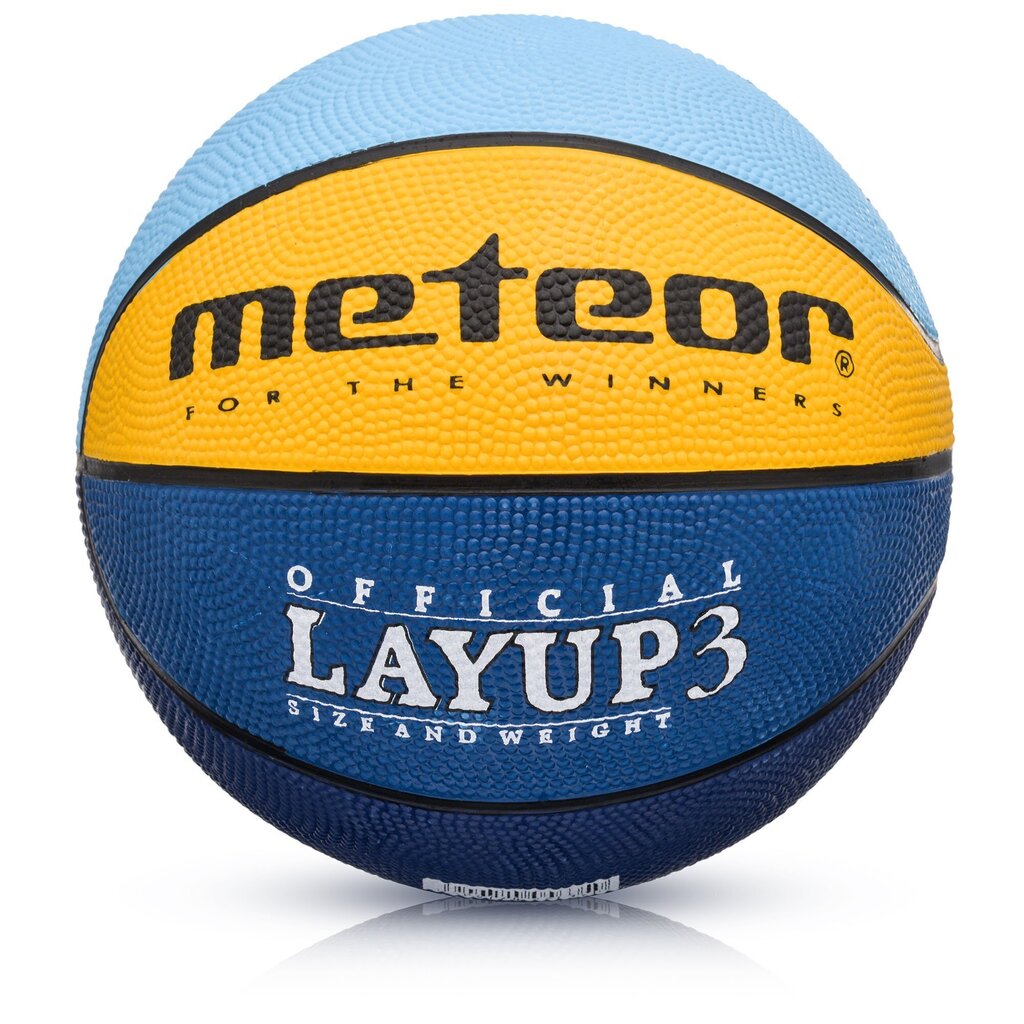 Korvpallipall Meteor Layup 3 sinine/kollane/roheline цена и информация | Korvpallid | kaup24.ee