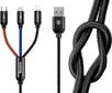 Baseus 3in1 kaabel USB-C / Lightning / Micro 3,5A 0,3m must цена и информация | Mobiiltelefonide kaablid | kaup24.ee