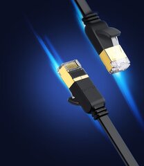 Сетевой кабель Ugreen NW106 RJ45, Cat.7, STP, плоский, 3 м, черный цена и информация | Кабели и провода | kaup24.ee
