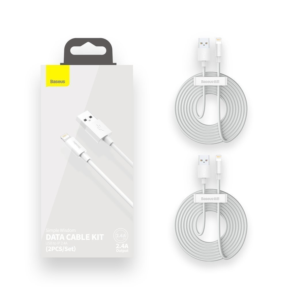 Baseus 2x set USB - Lightning cable fast charging Power Delivery 1,5 m white (TZCALZJ-02) цена и информация | Mobiiltelefonide kaablid | kaup24.ee