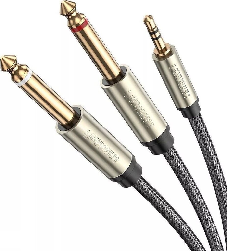 UGREEN AV126 Cable TRS 3.5 mm to 2x TS - 1m (grey) hind ja info | Kaablid ja juhtmed | kaup24.ee