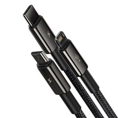 USB cable 3in1 Baseus Tungsten Gold, USB to micro USB / USB-C / Lightning, 3.5A, 1.5m (black) цена и информация | Кабели для телефонов | kaup24.ee