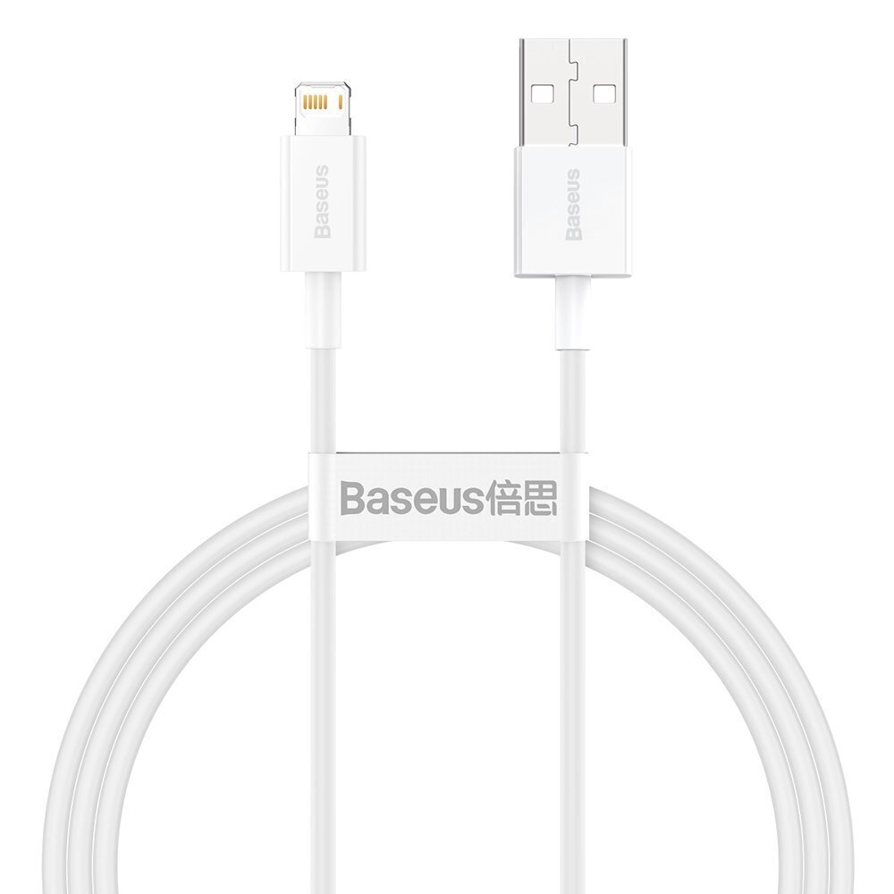Baseus Superior Series Cable USB to Lightning, 2.4A, 1m (white) hind ja info | Mobiiltelefonide kaablid | kaup24.ee