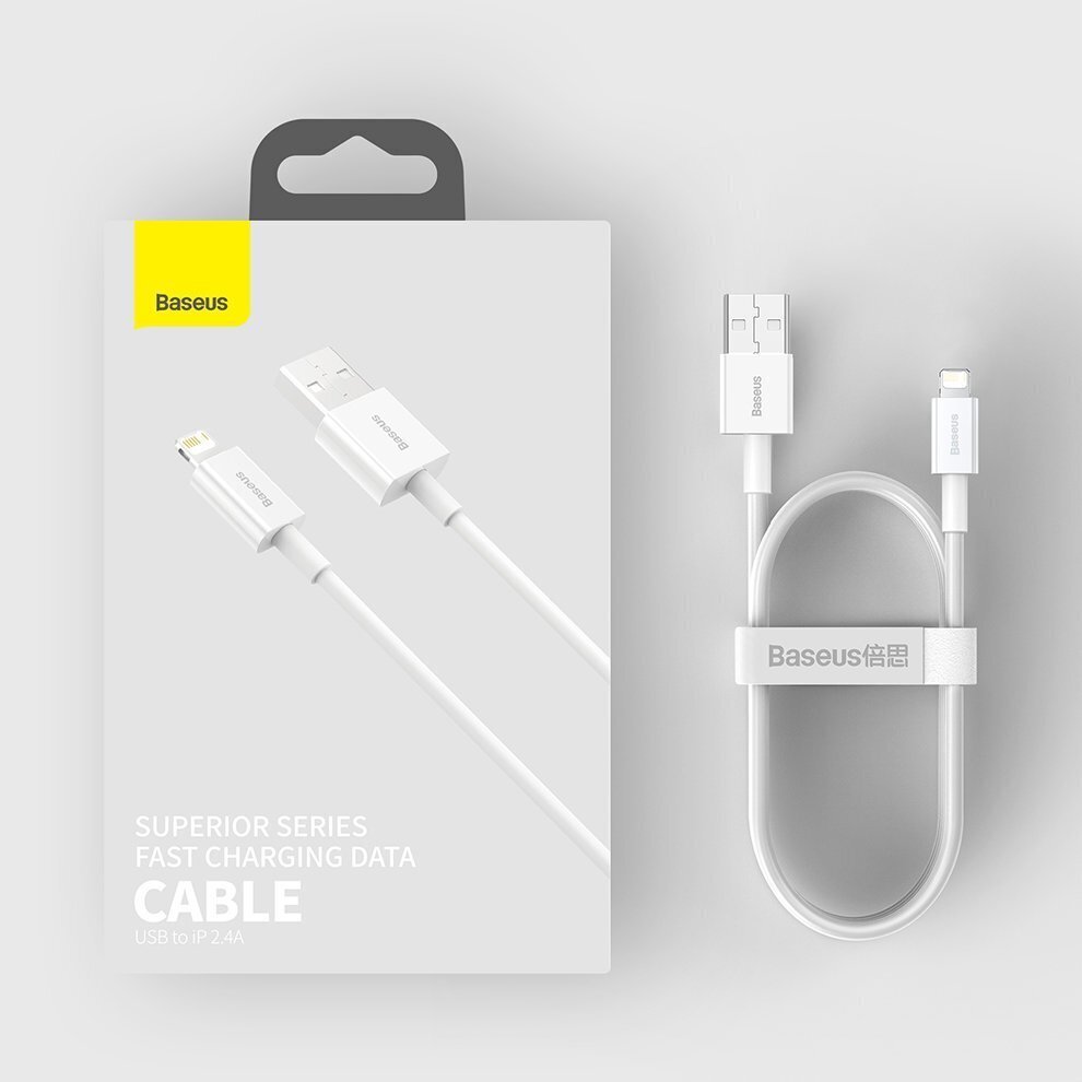 Baseus CALYS -C02 Superior kaabel USB - Lightning 2,4A / 2 m valge цена и информация | Mobiiltelefonide kaablid | kaup24.ee